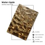 Champagne Gold Color Water Ripple Stainless Steel Sheet 0.3mm 0.4mm Thickness