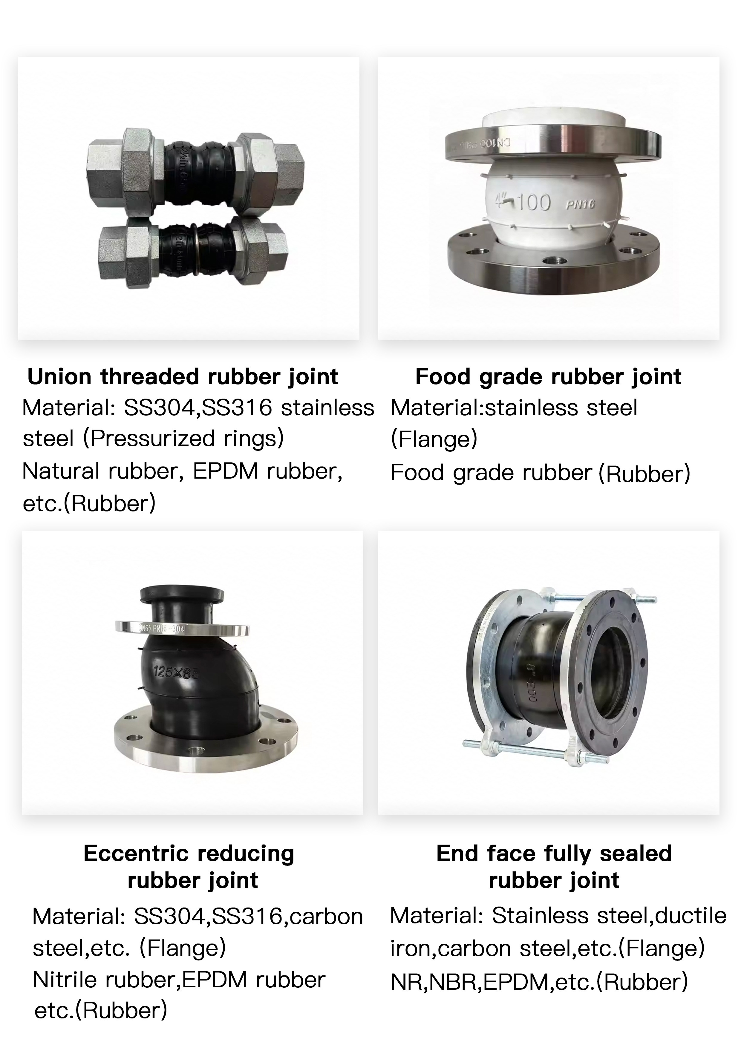 Carbon Steel Flange Compensator Single Ball Flexible EPDM Eccentric Reduction Rubber Expansion Joint