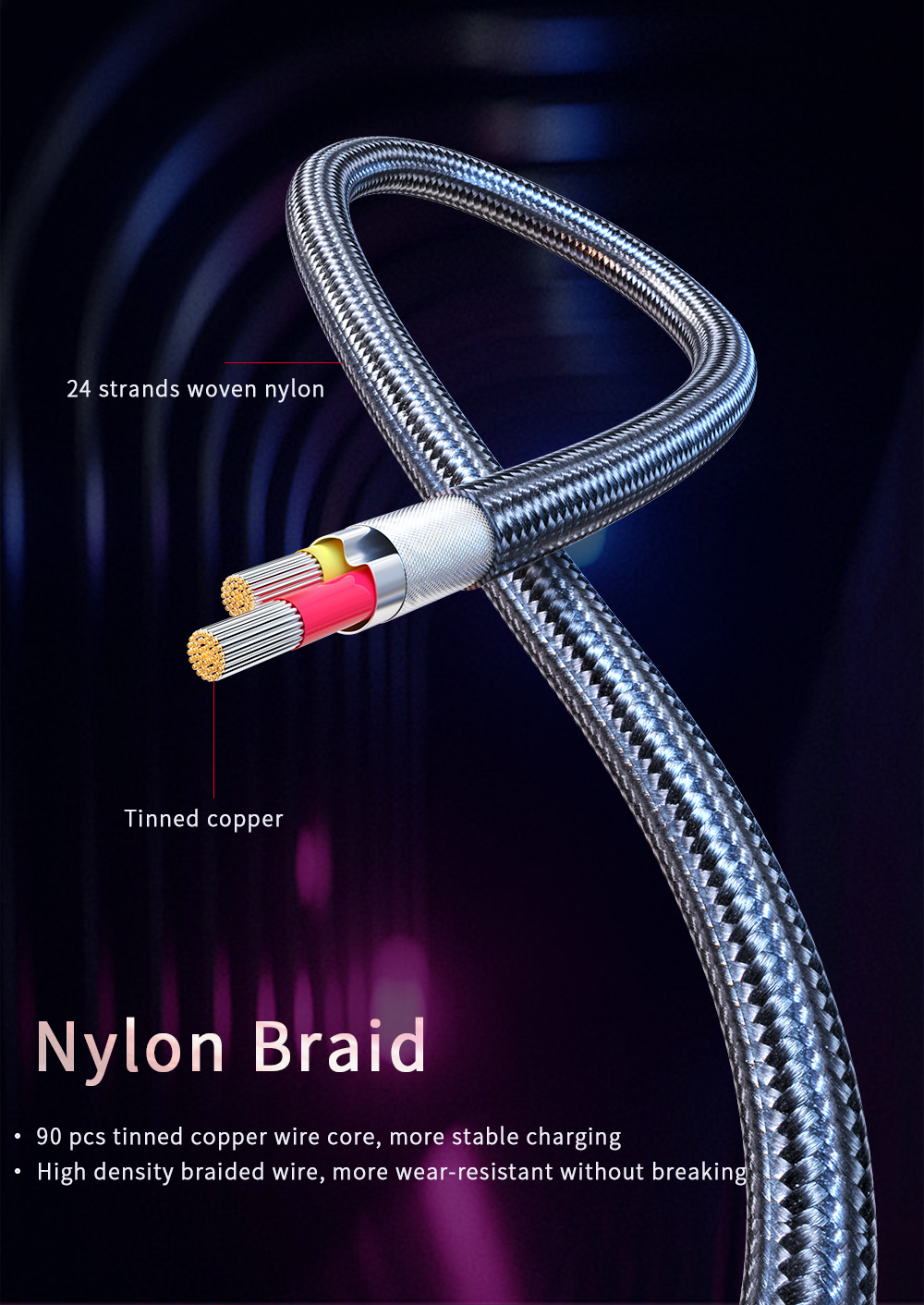 Type C Micro USB IOS LED 3 In 1 Magnetic Charger Cable With Two Head Charging