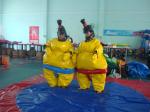 Inflatable Amusement Park With Sumo Suit Red Helmets For Children And Adult