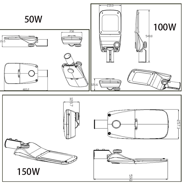 30w 100w 150w 50 Watt Solar Street Light With Die Casting Aluminum Shell