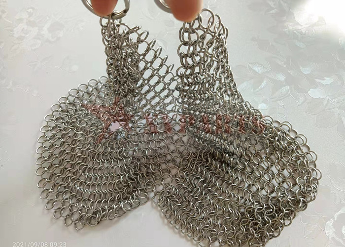 SS316L 10mm Ring Cast Iron Pan Chainmail 8" X 6" High Grade Stainless Steel