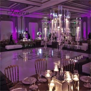 China Tall Glass Crystal Candelabra 5 Arm 9 Arm Wedding Table Centerpiece wholesale