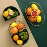 Double Partition Electroplating Steel Fruit Basket Fall Resistant