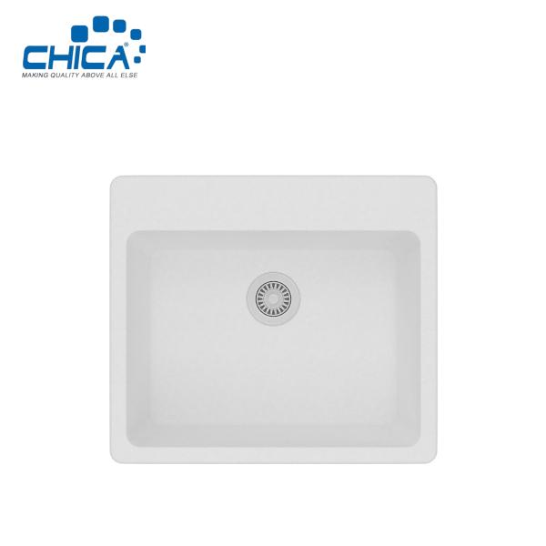 Single Bowl Topmount Granite Kitchen Sink For Apartment Granite Composite