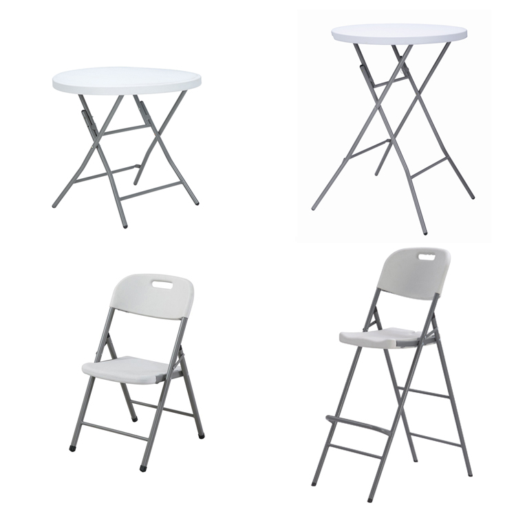Mail Packing Portable Round Plastic Metal Folding Dining Table for Modern Design Style