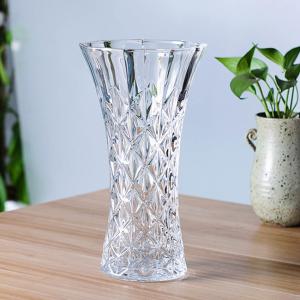 China 30cm Tall Glass Flower Vase Clear Pressed Glass Material For Indoor / Outdoor wholesale