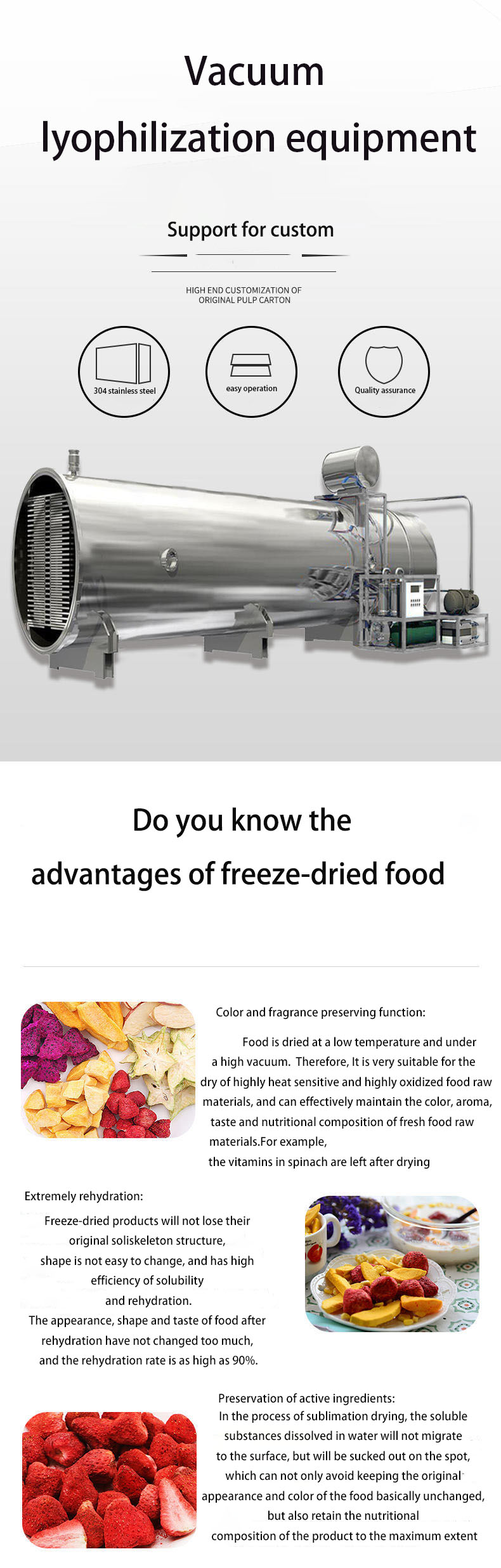 Professional Lyophilizer Drying Industrial Freeze Drying Machine 304/316 Stainless Steel