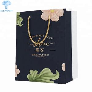 China Birthday Christmas Black Gift Bags With Handles 22cm×16cm×7cm wholesale