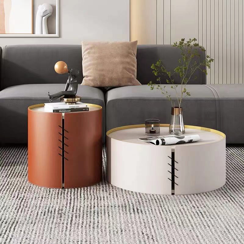 Stainless Steel Marble Living Room Round Combination Coffee Table