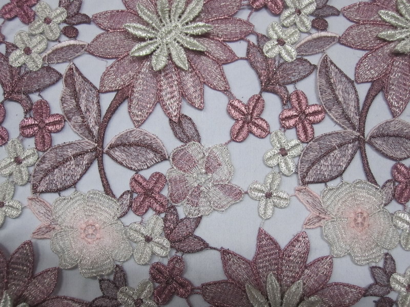 60cm Emulation Real Silks Chemical Lace Red/Green Color Water Soluble Embroidery Fashion fabric