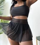 Polyester Large Size Ladies Swimwear High Waist Plus Size Two Piece Bathing