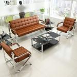 Commercial Waiting Area Furniture Set with Modern Simple Leather Sofa and Coffee