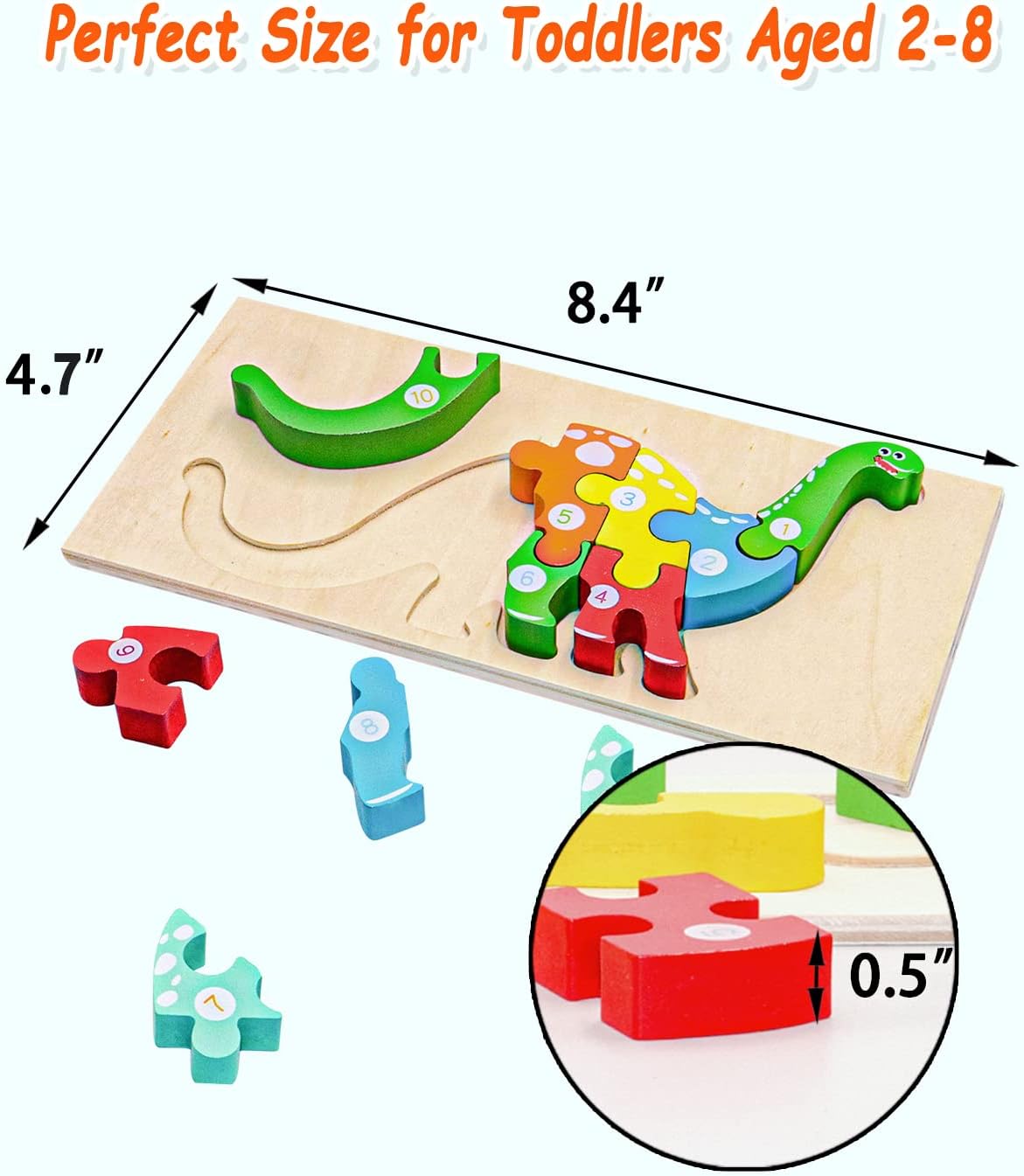 Montessori Wooden Toddler Puzzles for Boys Girls Ages 1-4 6 Pack Animal Learning Toys