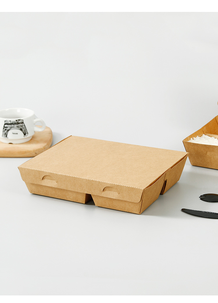 Disposable 5 Squares Wood Pulp Paper Lunch Box for Eco-friendly Fast Food Packaging