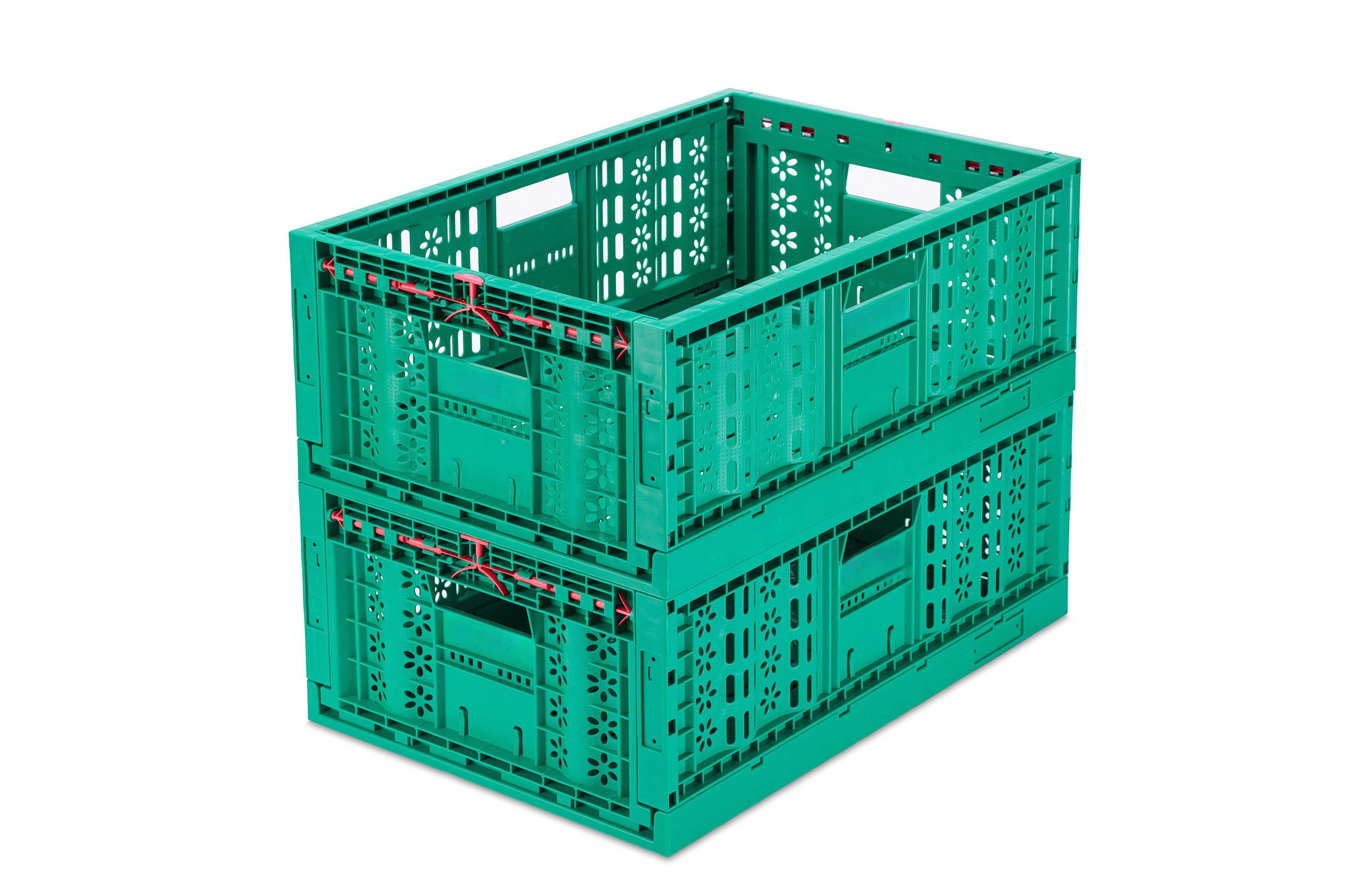 Foldable Vented Plastic Collapsible Storage Basket for Shop and Transport Convenience