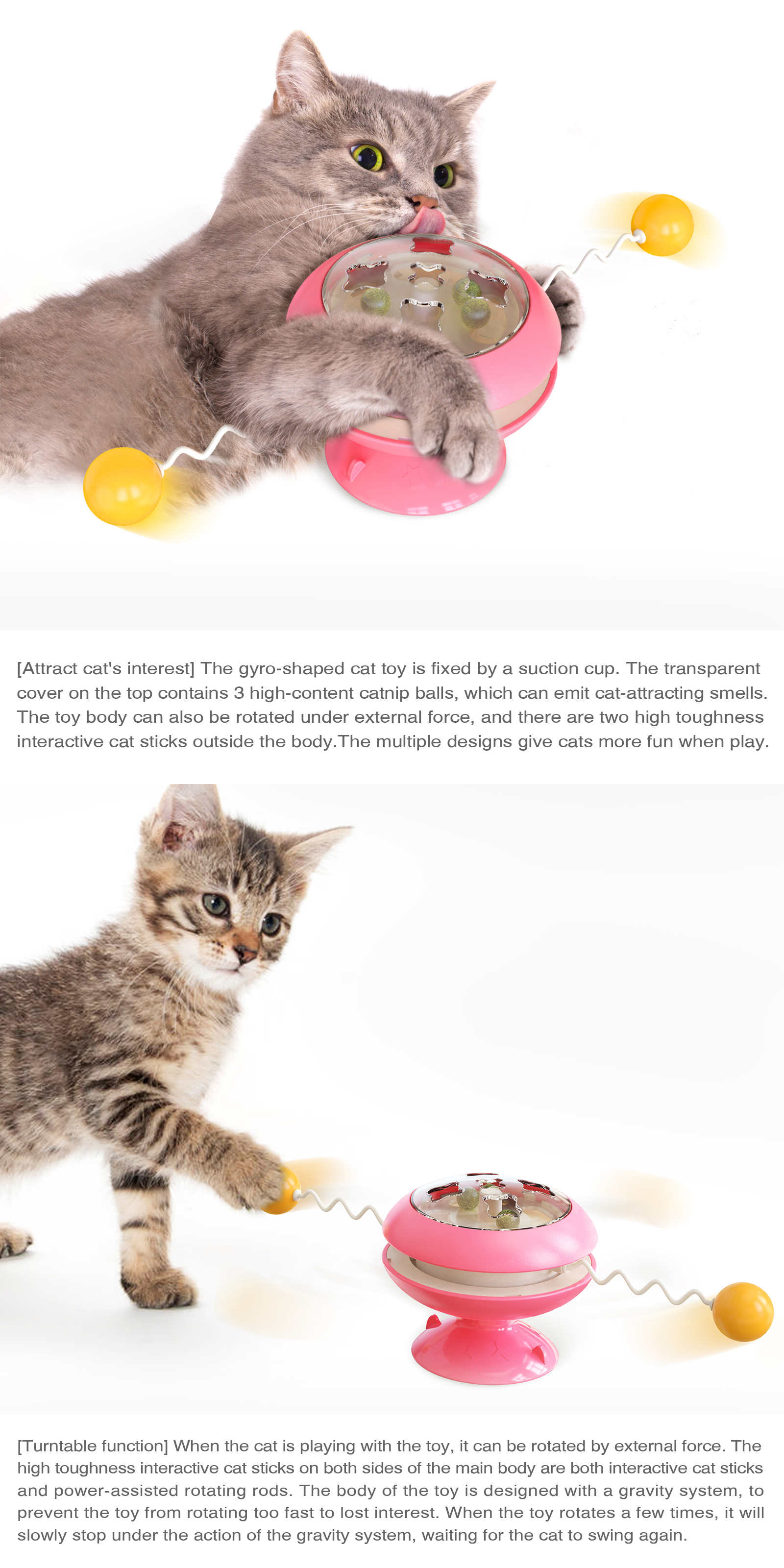 Wholesale Pet Cat Toys Catnip Spinning Ball Toy Turntable Bite Resistant Toy Ball Interactive Cat Rod Wire Cat Supplies