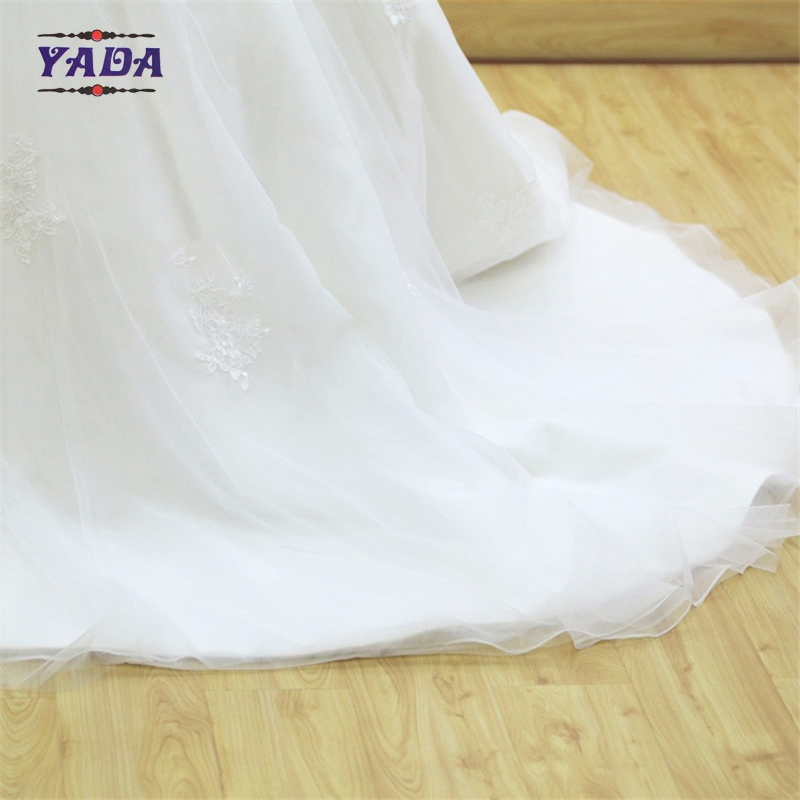 Latest elegant v-neck backless embroidery mullet luxury dress vintage lace wedding gown
