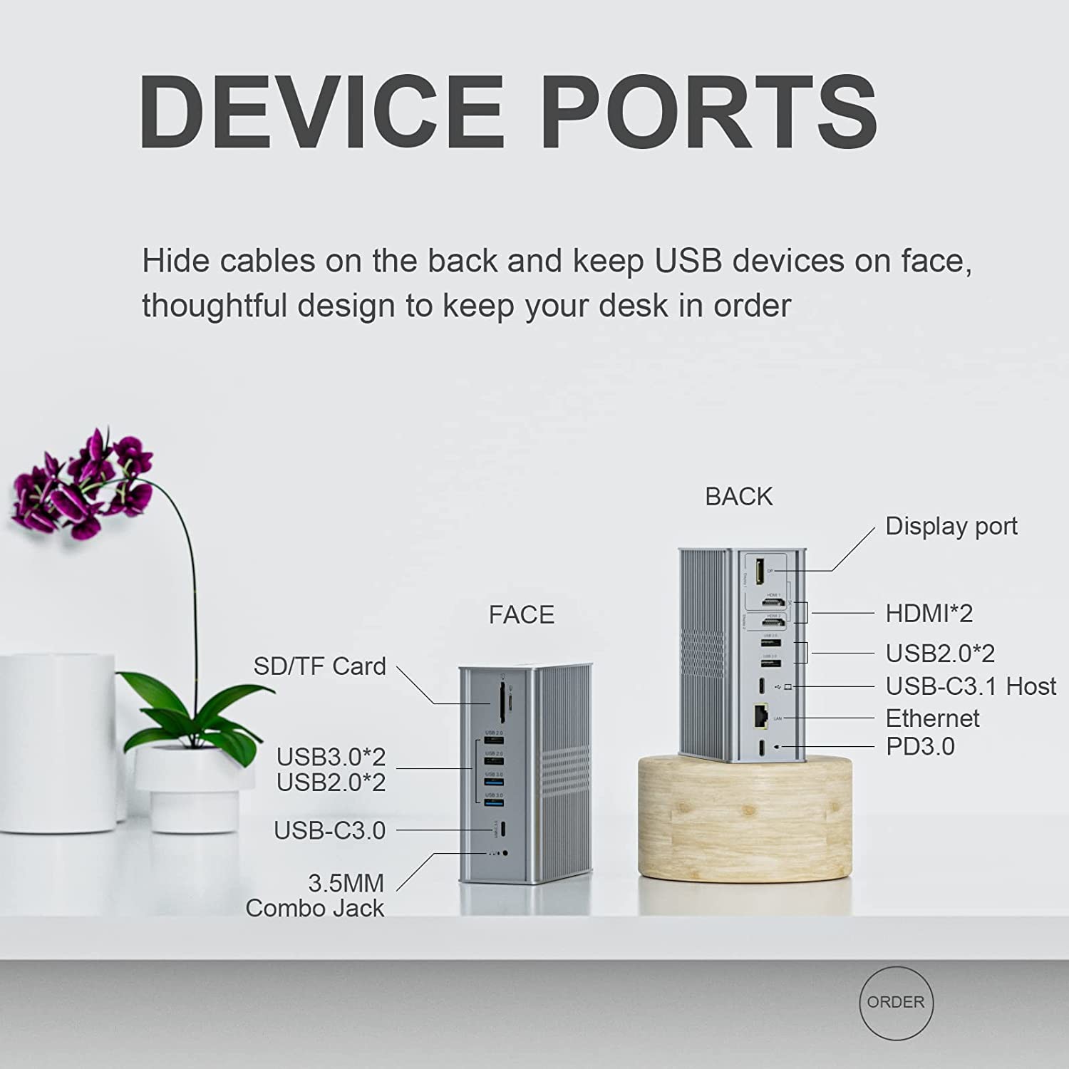 16 Ports Displaylink Usb C Hub Dual 4k 60hz 10Gbps USB Desktop Docking Station