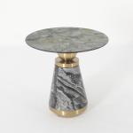 Living Room Round Small Stainless Steel End Table With Brushed Gold Natural