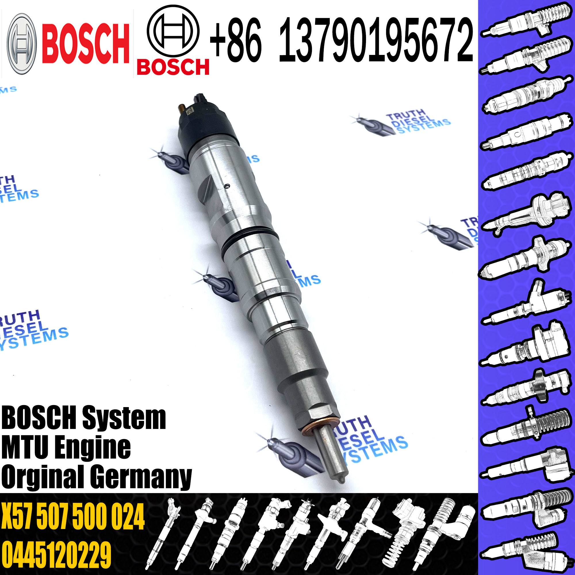 High Quality New Diesel Fuel Injector 0445120229 Common Rail Injector X57 507 500 024 For MTU
