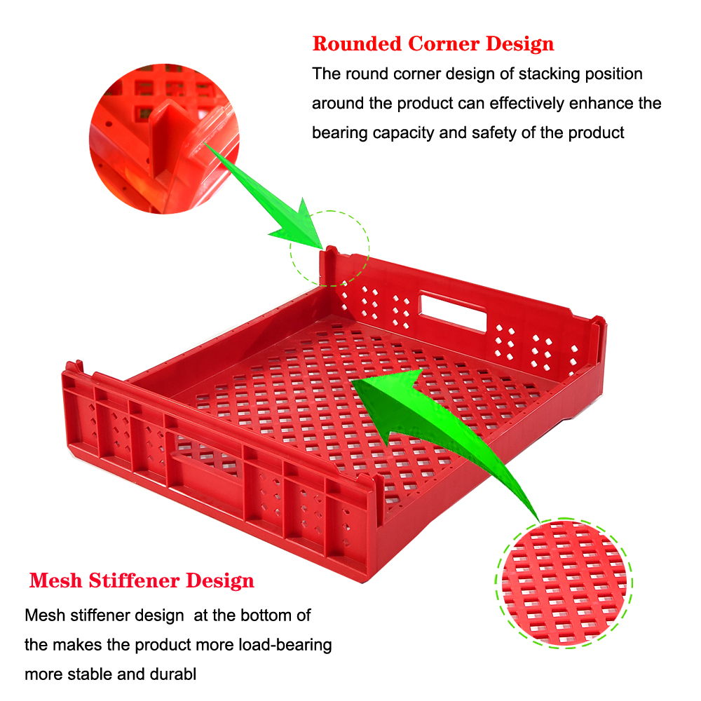 PP Bread Tray Plastic Stackable Turnover Box/Crates with External Size 550*480*130mm