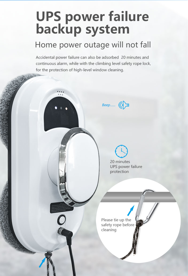 80w Power Electric Window Cleaning Robot Vacuum Cleaner with 500mAh Battery Capacity
