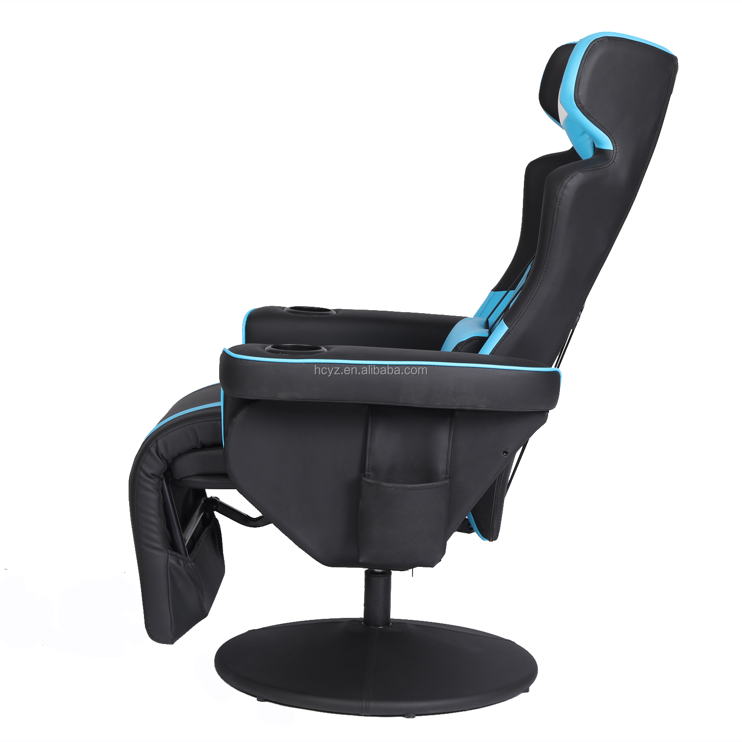 Modern Design Racing Style Leather Swivel Gaming Chair with Cup Holder and Footrest