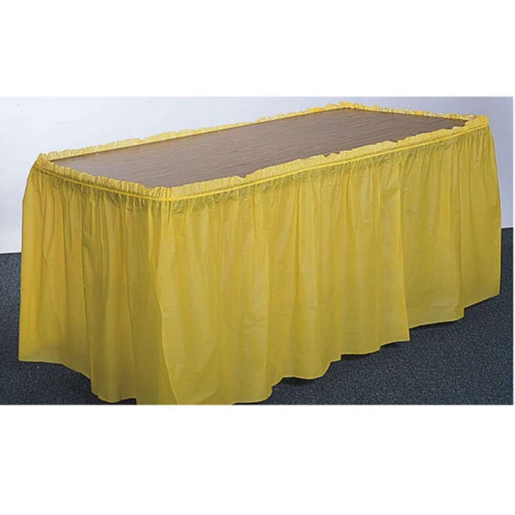 Oil Proof Disposable Plastic Table Skirts With Built - In Adhesive Line