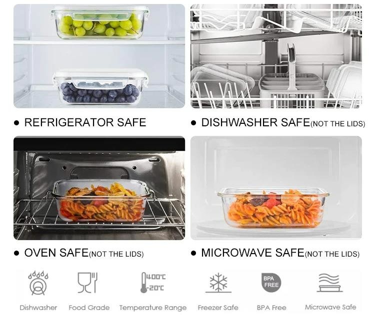 Glass Fruit Bowl Lunch Box Fruit Salad Food Storage Bowl Microwave Oven Safe