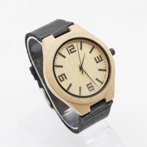 China Natural Maple Minimalist Leather Watch / Genuine Leather Wood Watch wholesale