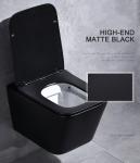 8cm Residential Compact Wall Hung Toilet Black Flush For 2x4 Wall Square Hotel