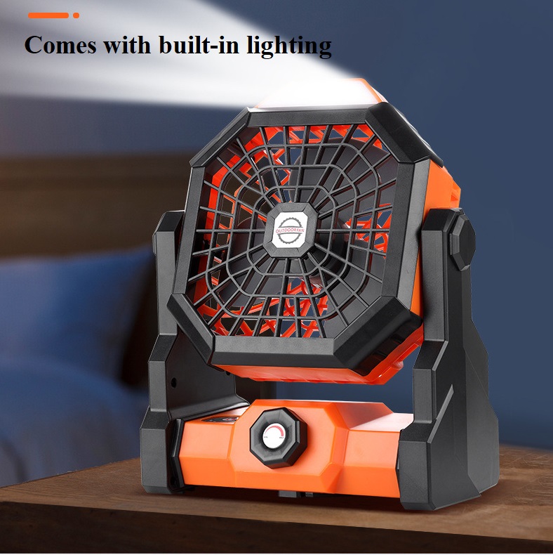 Portable 6-inch Wind Rechargeable Outdoor Tent Camping Fan With Lighting and Durable