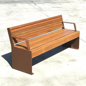 China Contemporary Urban Street Rust Finish Corten Steel Bench With Wood Seat wholesale