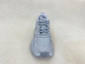 China Women fashion walking shoes with bling rhinestone breathable upper grey wholesale