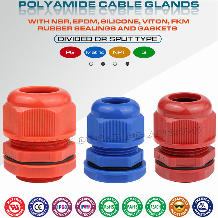 Plastic IP68 Hermetic Metric MG Cable Gland (Divided Type) for Control Boxes
