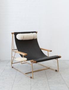 China BDDW DECK Leather Fiberglass Lounge Chair Metal Frame With Removable Sling Seat wholesale