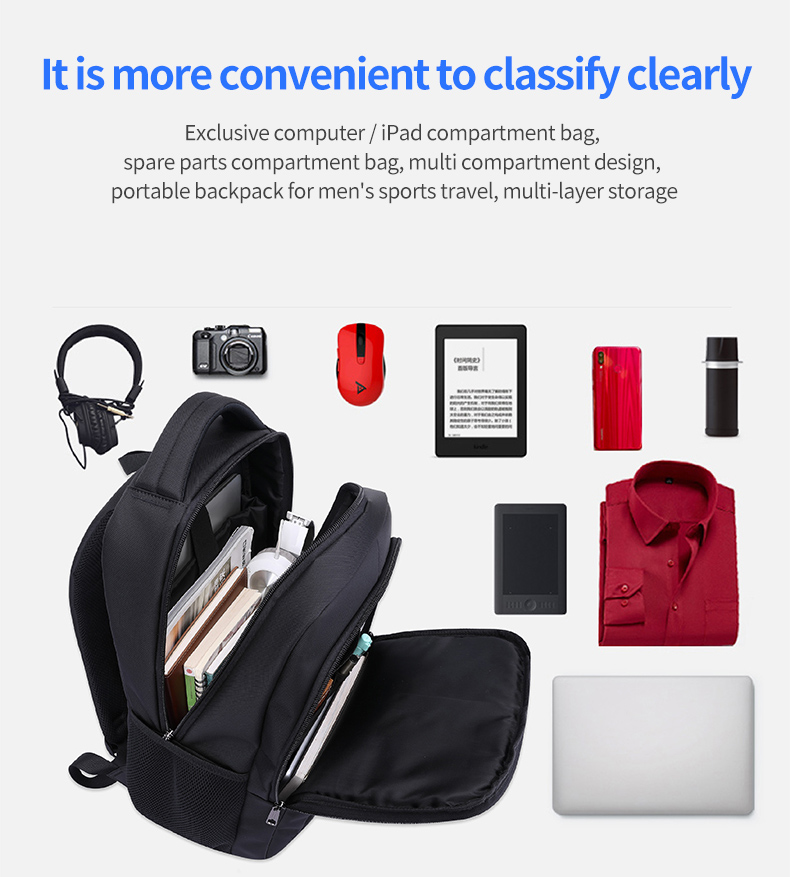 Factory direct sales men's waterproof school bag large capacity business 15 inch Laptop Bag Backpack