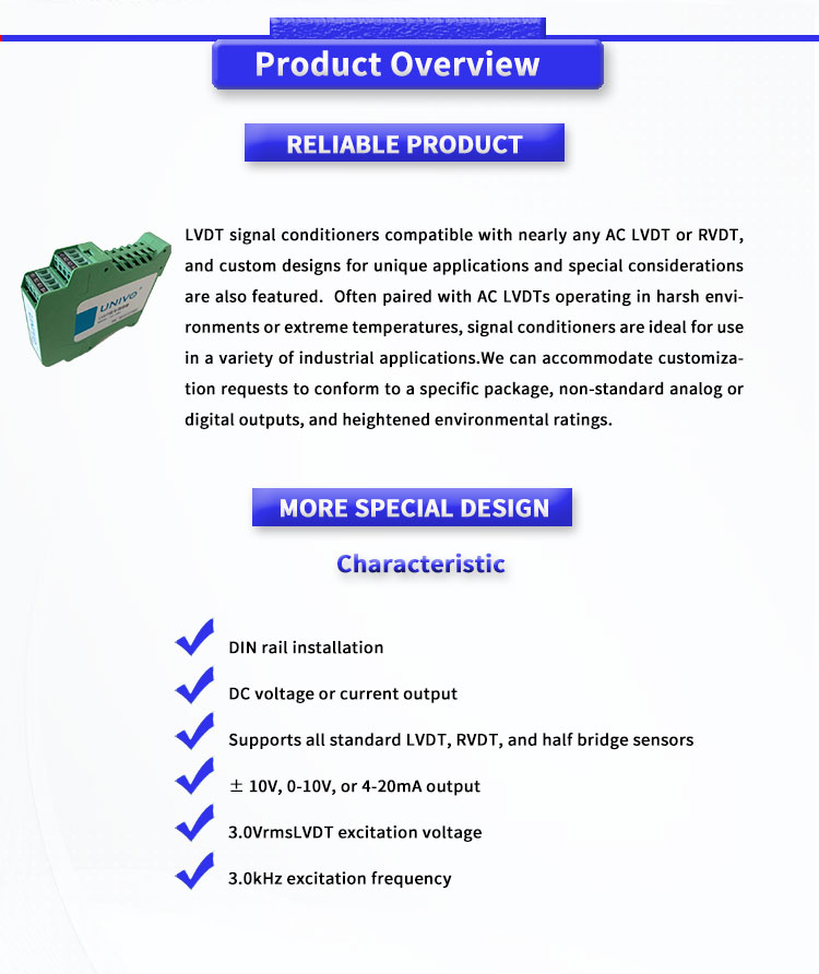 Signal Conditioning UNIVO ULVC1000 Displacement Sensor for 10-30V DC Power Supply