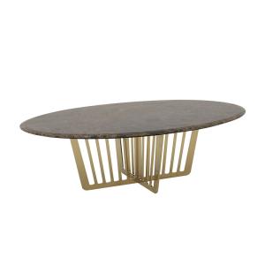 China Living Room Stainless Steel Oval Central coffee Table With Bright Gold Mirror Finish Natural Marble Top Metal Legs wholesale