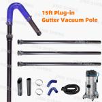 15ft Carbon Fiber Gutter Cleaning Pole with 45°, 90° Blue Silicone Elbows and