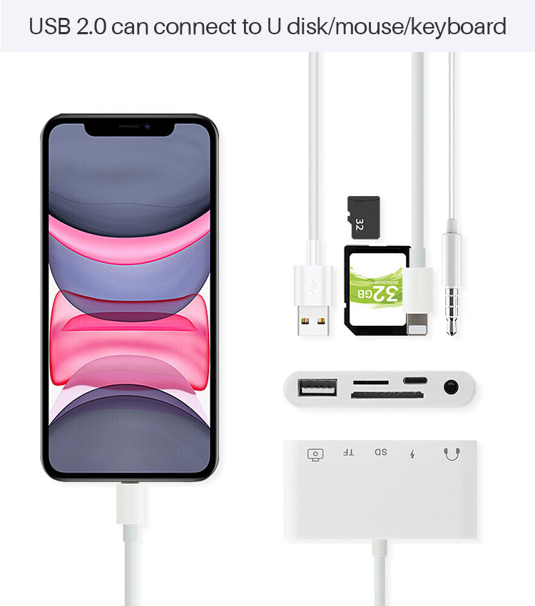 plug playing 5 In 1 USB OTG Lightning Adapter For Apple