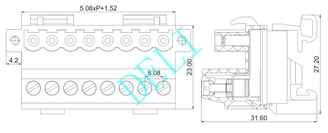 Solid Material PCB Connector DL2EDG-STM-XX-5.08 Push - In Spring Connection