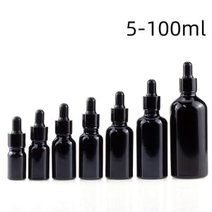 China Ultralight Black Essential Oil Bottles , Reusable 15ml Black Dropper Bottle wholesale
