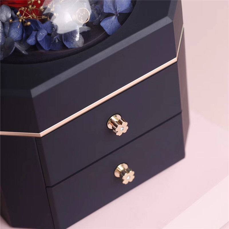 Rose 2 Layer Drawer Jewelry Box , 1200g Clear Window Wedding Ring Case ALLICO