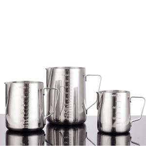 China Simple Stainless Steel Milk Frothing Jug Garland Cup With Measurement wholesale