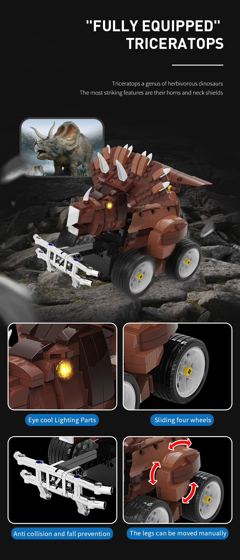 Creative Electronic Dinosaur Toys DIY Educational Rc Car Kids Blocks Toys Building