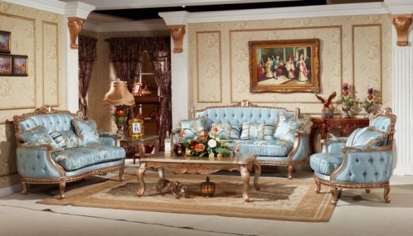 Hand carved royal furniture wooden frame 6 seater sofa set designs in antique