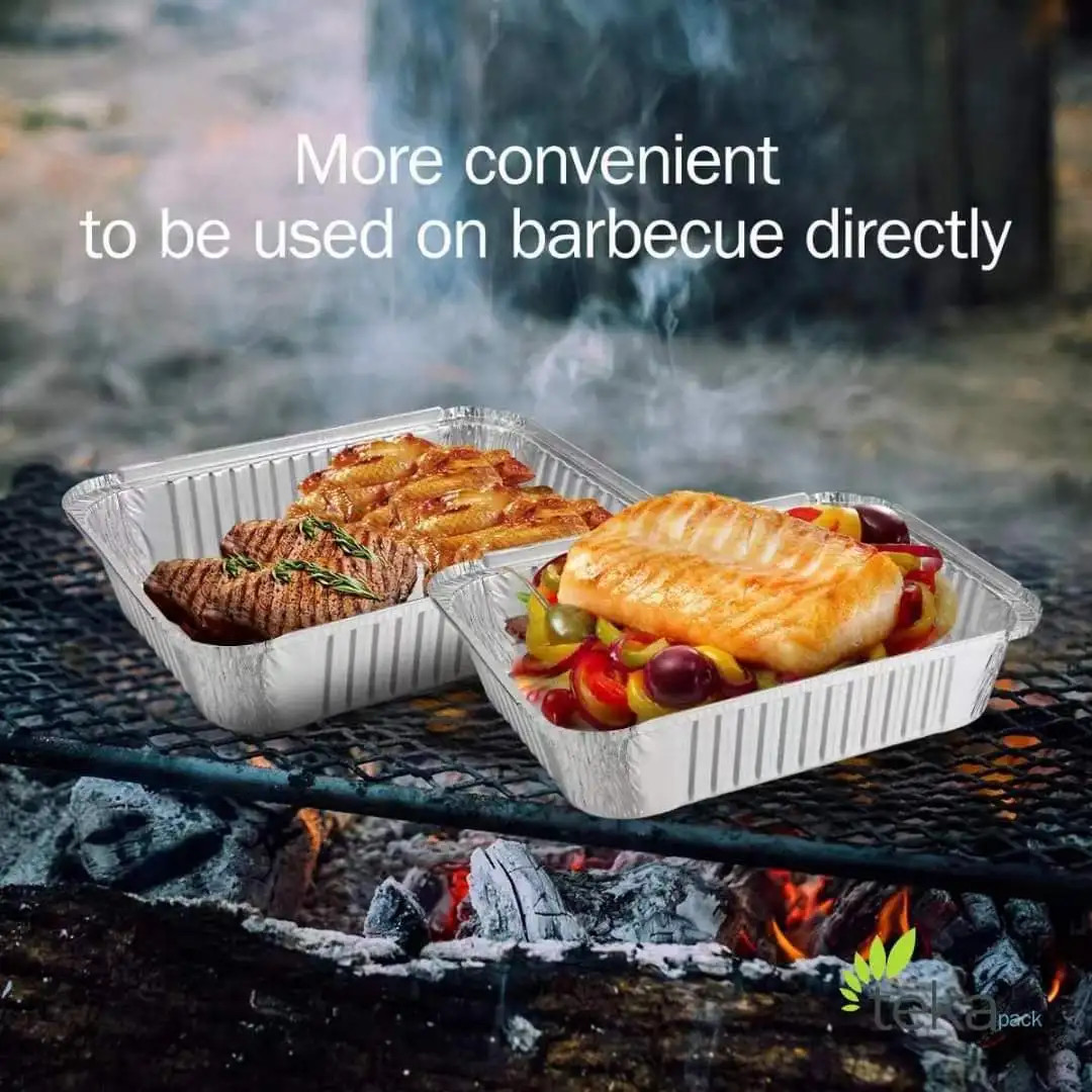 Eco - Friendly 3. Foil Dish With Lid For Household Aluminum Foil Packaging