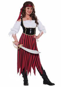 China Pirate Body Shaper Teen Girl Halloween Costumes In White Black Red wholesale